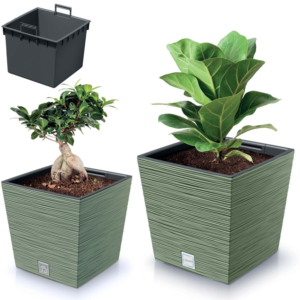 Doniczka Donica Ogrodowa 24/29,5 Cm Zestaw Kwadratowa Na Taras Do Ogrodu Domu Zielona