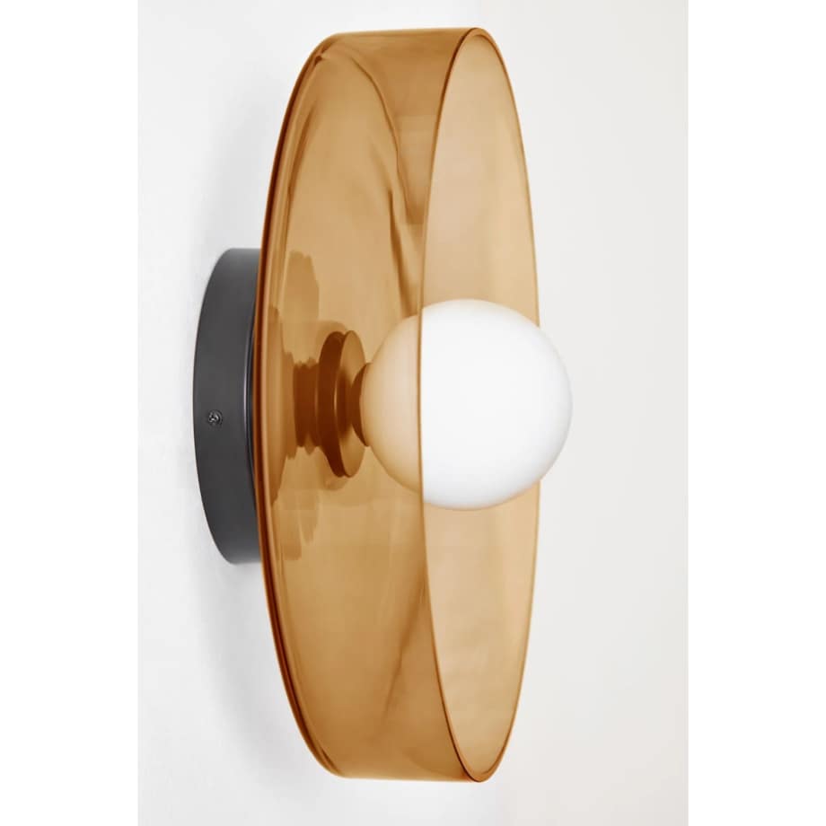 Kinkiet szklany Jaxal bursztynowy Ø35 cm