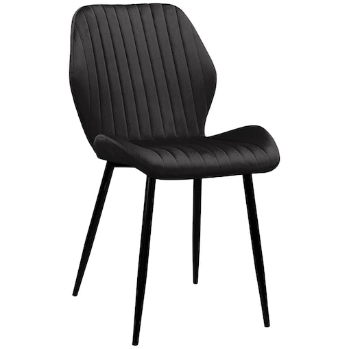 Krzesło tapicerowane czarne welurowe pikowane do salonu jadalni velvet