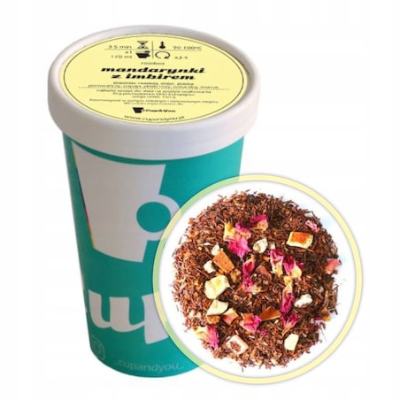 Najlepsza sypana herbata czerwonokrzew Rooibos MANDARYNKI Z IMBIREM 150g