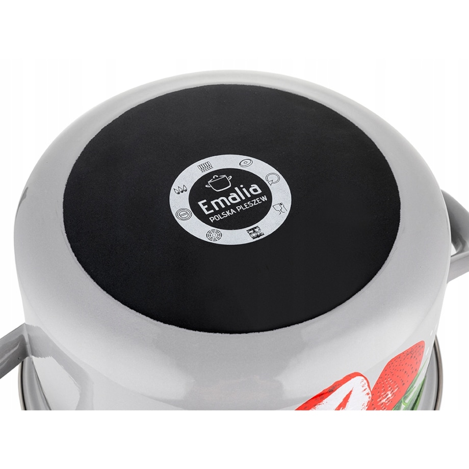 GARNEK EMALIOWANY pleszew 20cm 4,1 L kuchenny do gotowania zupa w TRUSKAWKI