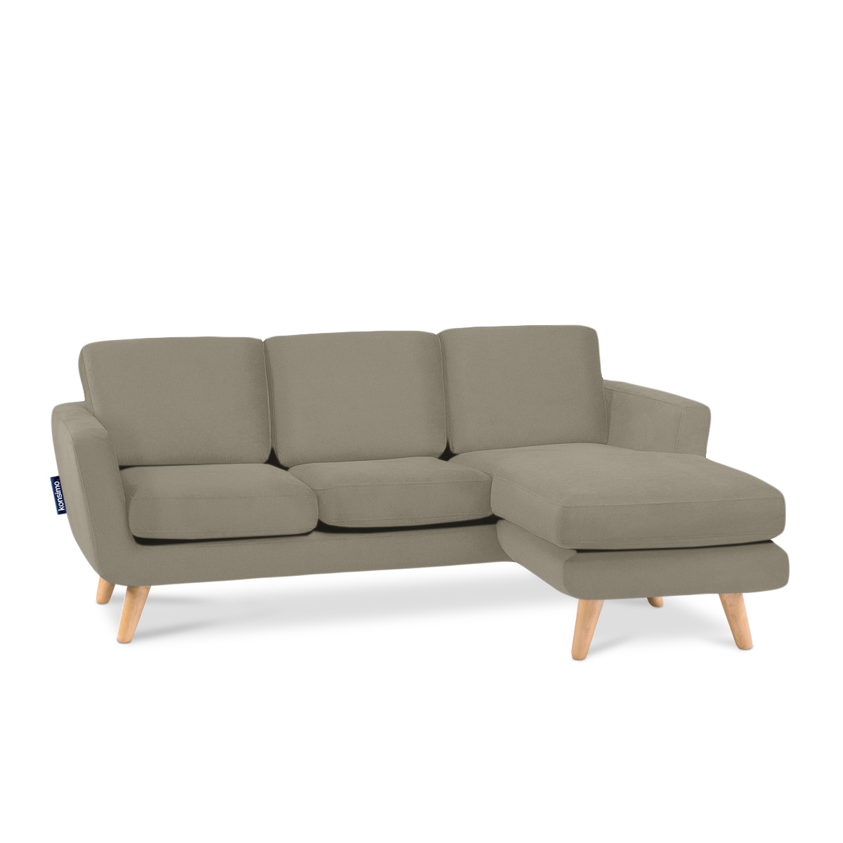 KONSIMO TAGIO Narożnik skandynawski beżowy z pufą/ otomaną, prawy