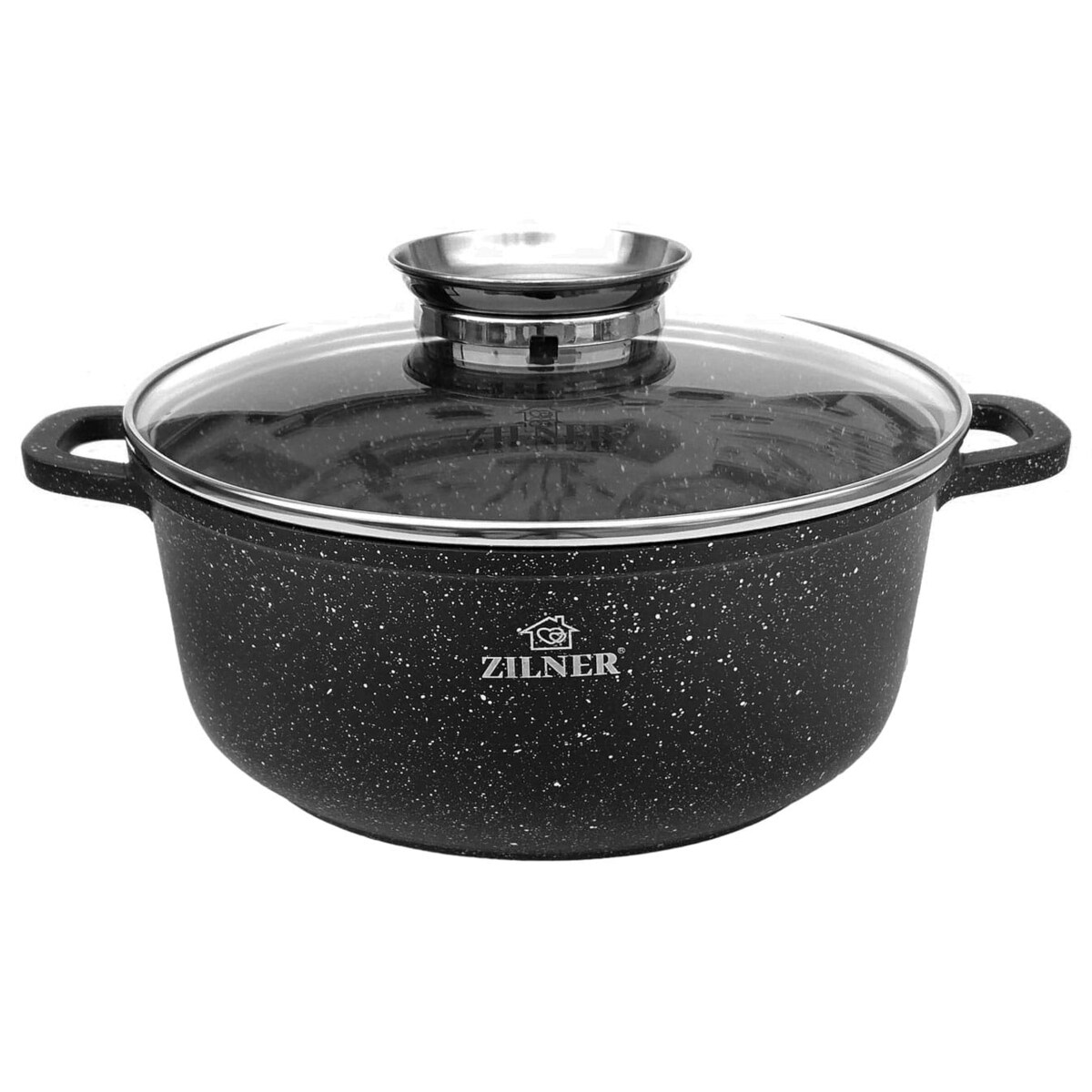 Garnek marmurkowy z pokrywką czarny mały 1.3L 16cm na indukcję gaz ZILNER
