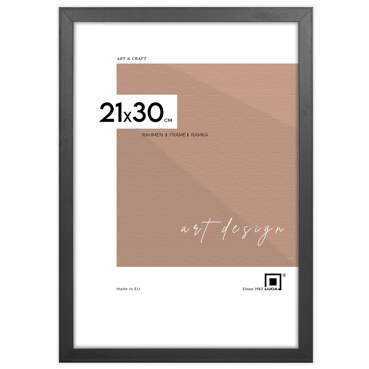 Czarna ramka na zdjęcia 21x30 cm A4 rama MDF z plexi klasyczna ramka zawieszka stopka