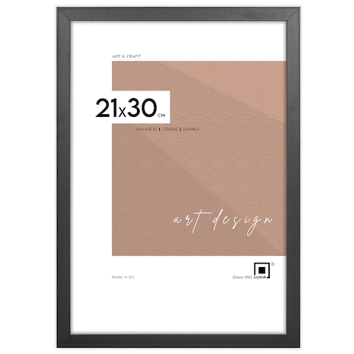 Czarna ramka na zdjęcia 21x30 cm A4 rama MDF z plexi klasyczna ramka zawieszka stopka