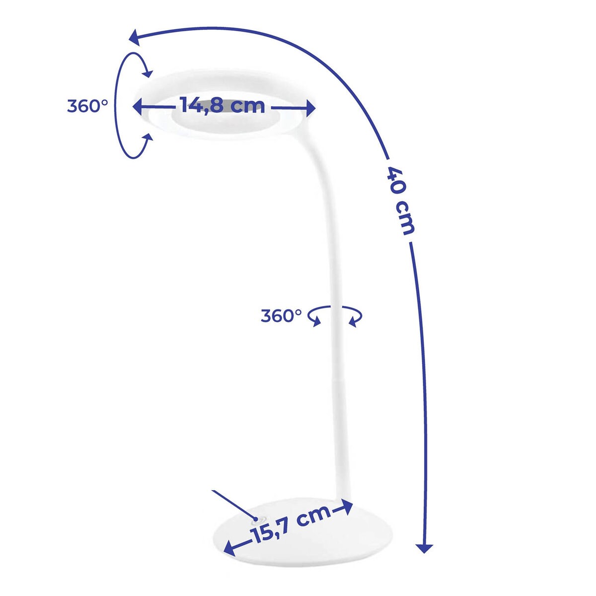 Lampka na biurko LED z lupą, Ø 14,8 cm