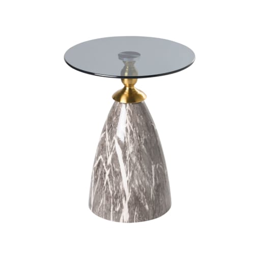 Stolik pomocniczy CADY Szkło hartowane Czarny marmur