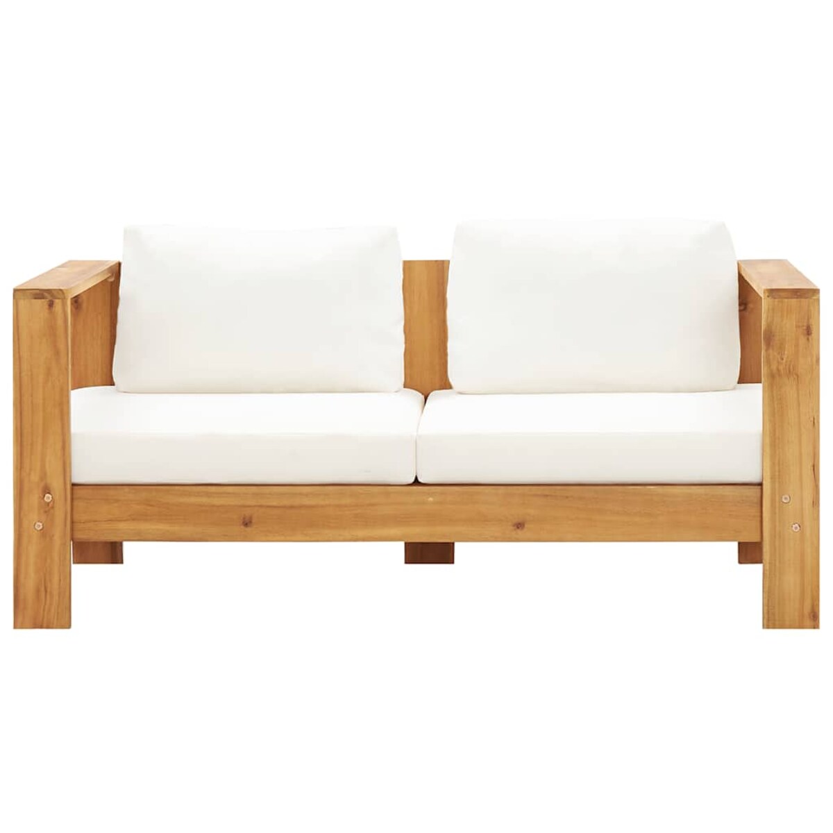 vidaXL Sofa ogrodowa z poduszką, 140 cm, lite drewno akacjowe, kremowa