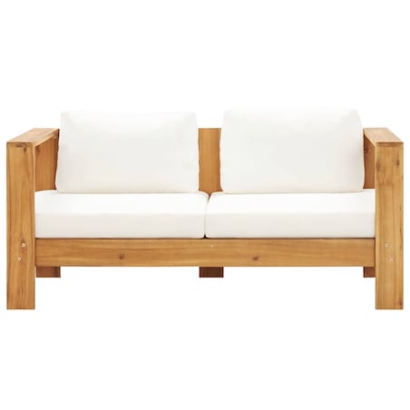 vidaXL Sofa ogrodowa z poduszką, 140 cm, lite drewno akacjowe, kremowa