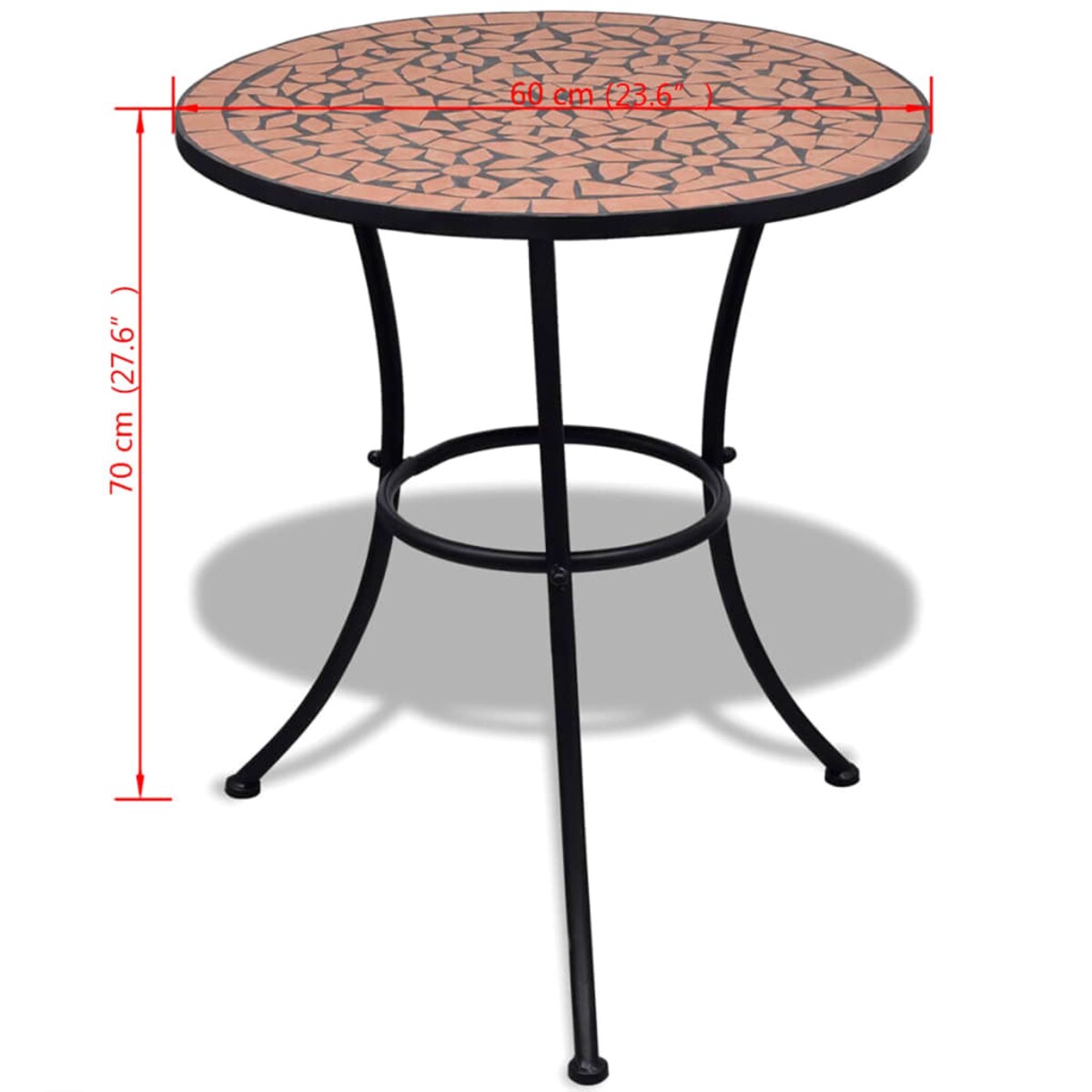 vidaXL Stolik bistro, terakota, 60 cm, mozaikowy