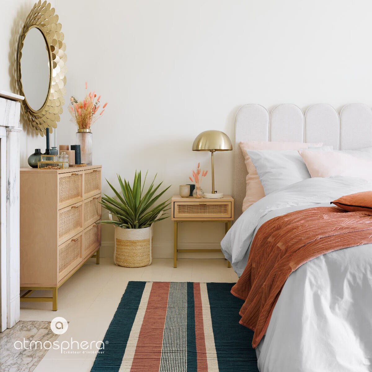 Szafka nocna RAYO z 1 szufladą z plecionki wiedeńskiej