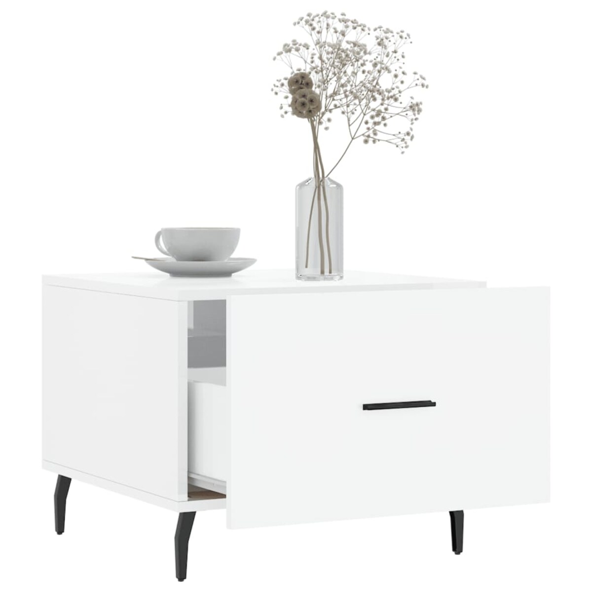 vidaXL Stolik kawowy, biały o wysokim połysku, 50x50x40 cm