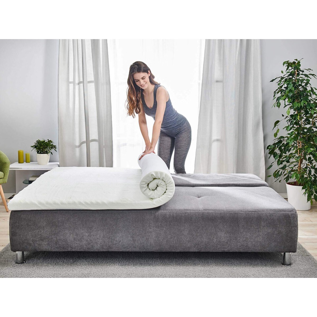Materac nawierzchniowy 70x190 memory 7 stref Tencel 4 cm Dormeo Renew Natura