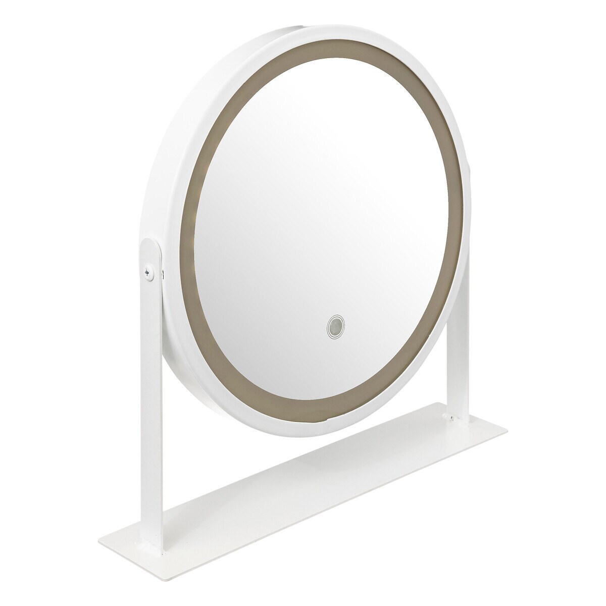 Lusterko kosmetyczne z podświetleniem LED, białe, Ø 34 cm, na baterie, metal