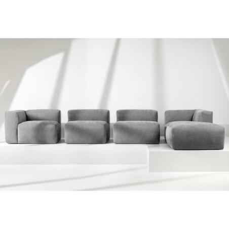 KONSIMO BUFFO Sofa narożna prawa 6-osobowa z wyjątkowo miękkim siedziskiem, kolor popielaty