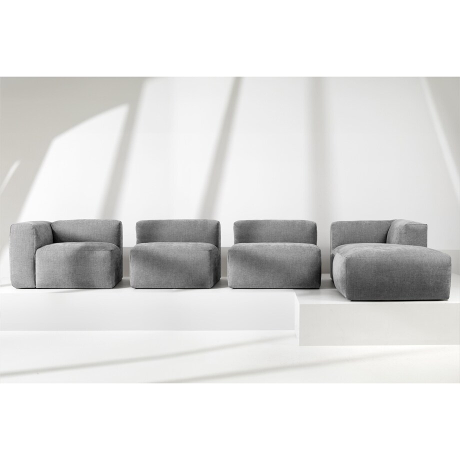 KONSIMO BUFFO Sofa narożna prawa 6-osobowa z wyjątkowo miękkim siedziskiem, kolor popielaty