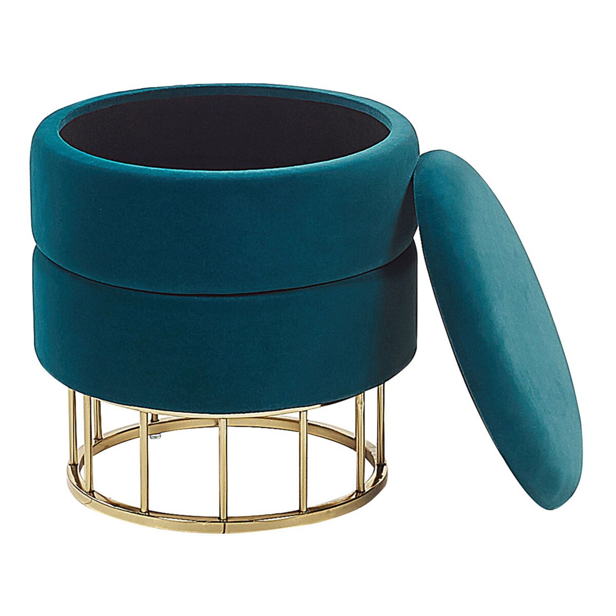 Puf ze schowkiem ⌀ 37 cm niebieski ELGIN