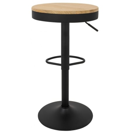 Stołek okrągły Volt KH010100953 z regulacją czarny drewniany