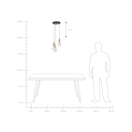 Lampa wisząca 3-punktowa mosiężna VESLE