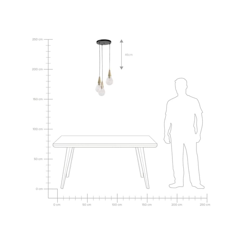 Lampa wisząca 3-punktowa mosiężna VESLE