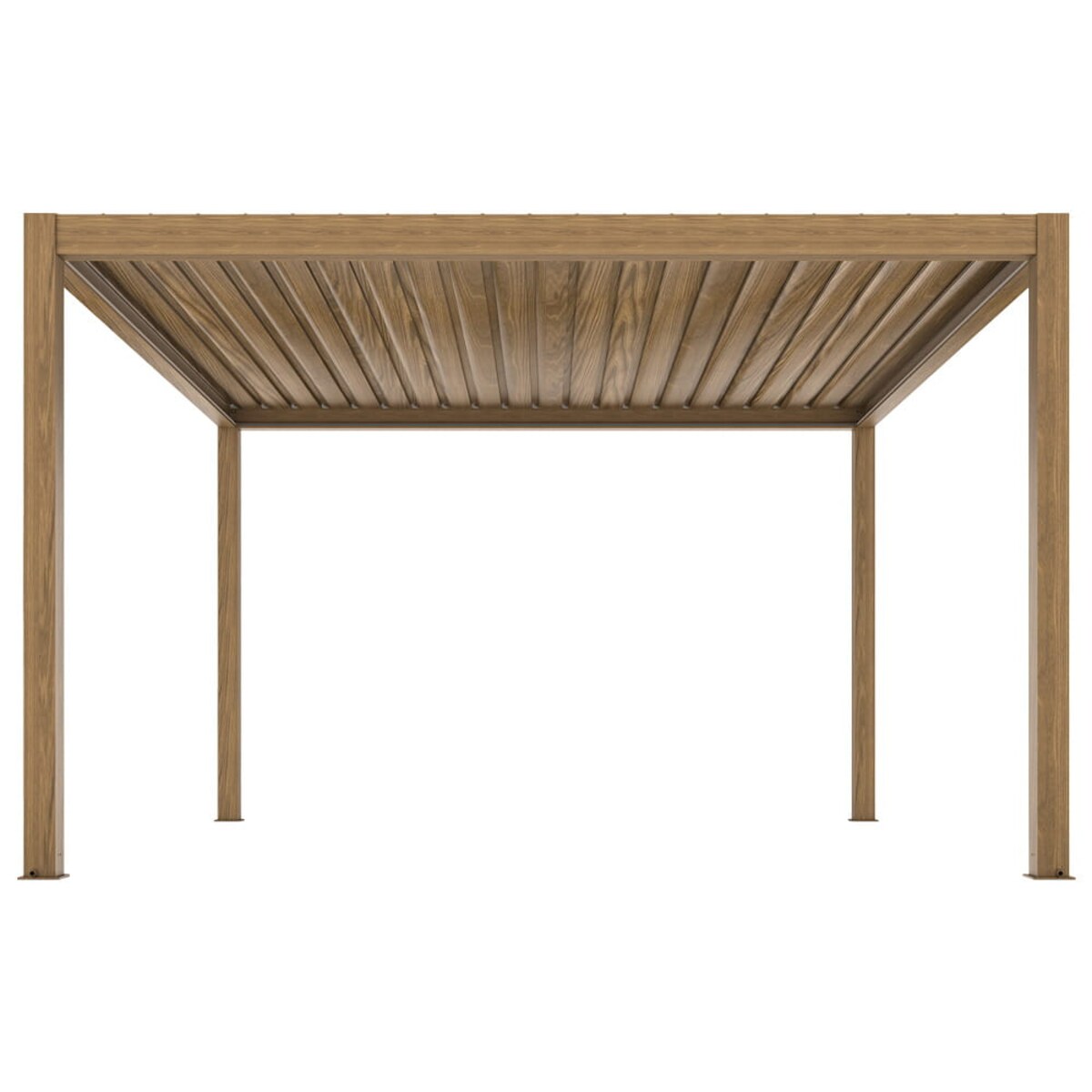 Pergola ogrodowa w kolorze drewna, oświetlenie LED Luxe 4x4m aluminiowa