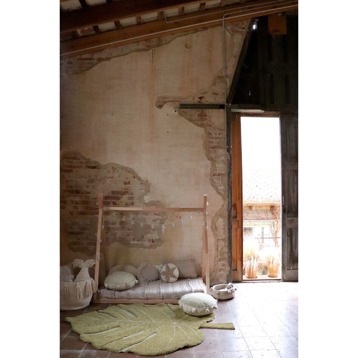 Dywan bawełniany Monstera Olive 120x180 cm Lorena Canals