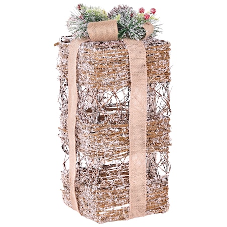 Zestaw 3 dekoracji świątecznych LED NAKILLA 64/54/42 cm Prezenty świąteczne Brązowy