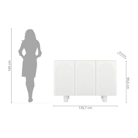 Biała komoda z łukami Skandica RITA / szer. 135 cm