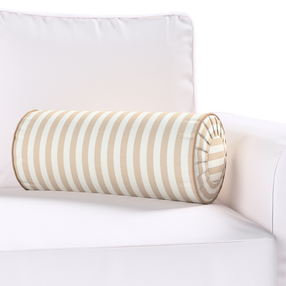 Poduszka wałek z zakładkami, beżowo-białe pasy (1,5cm), Ø20 x 50 cm, Christmas