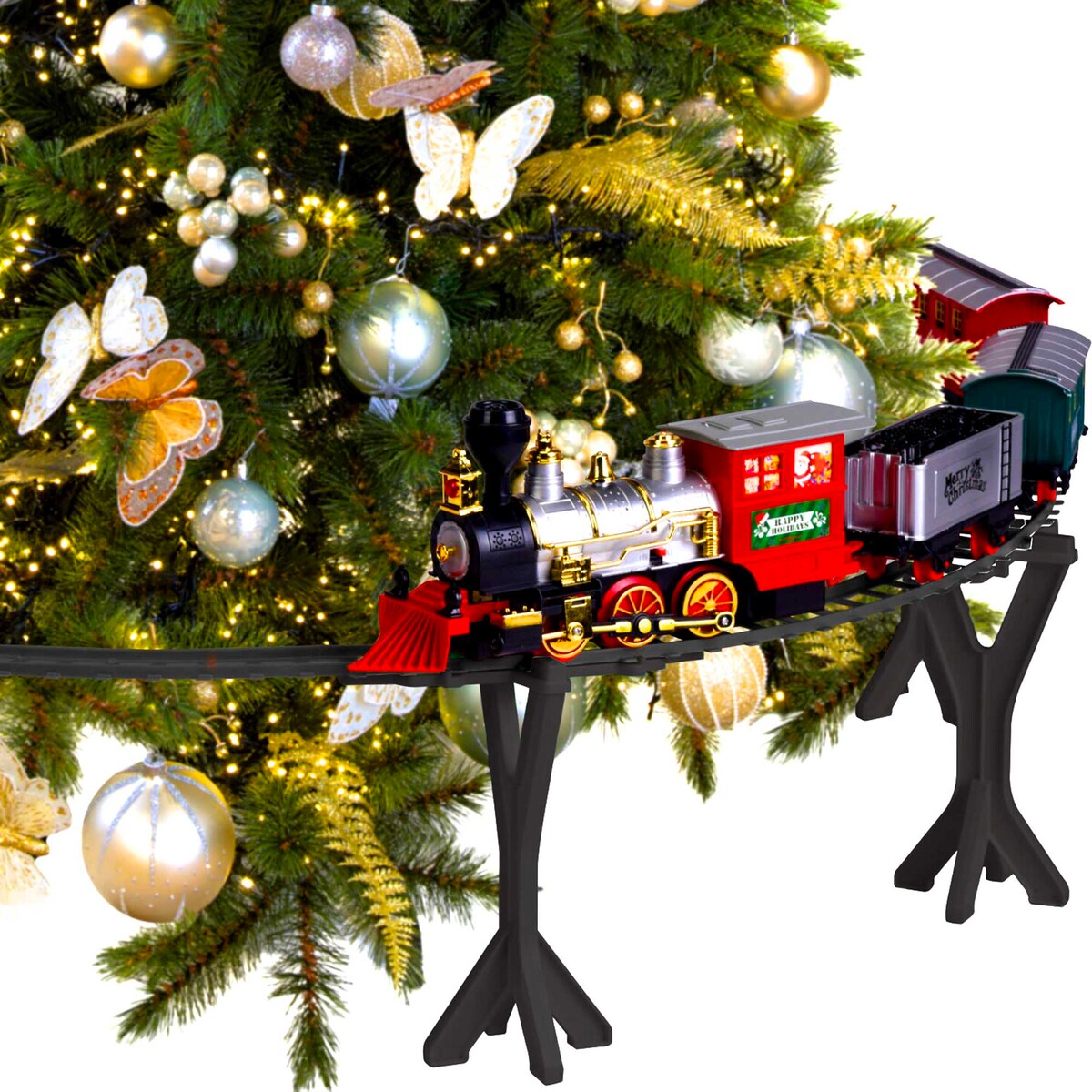 Kolejka Świąteczna Elektryczna Pociąg Dla Dzieci Na Baterie Na Prezent