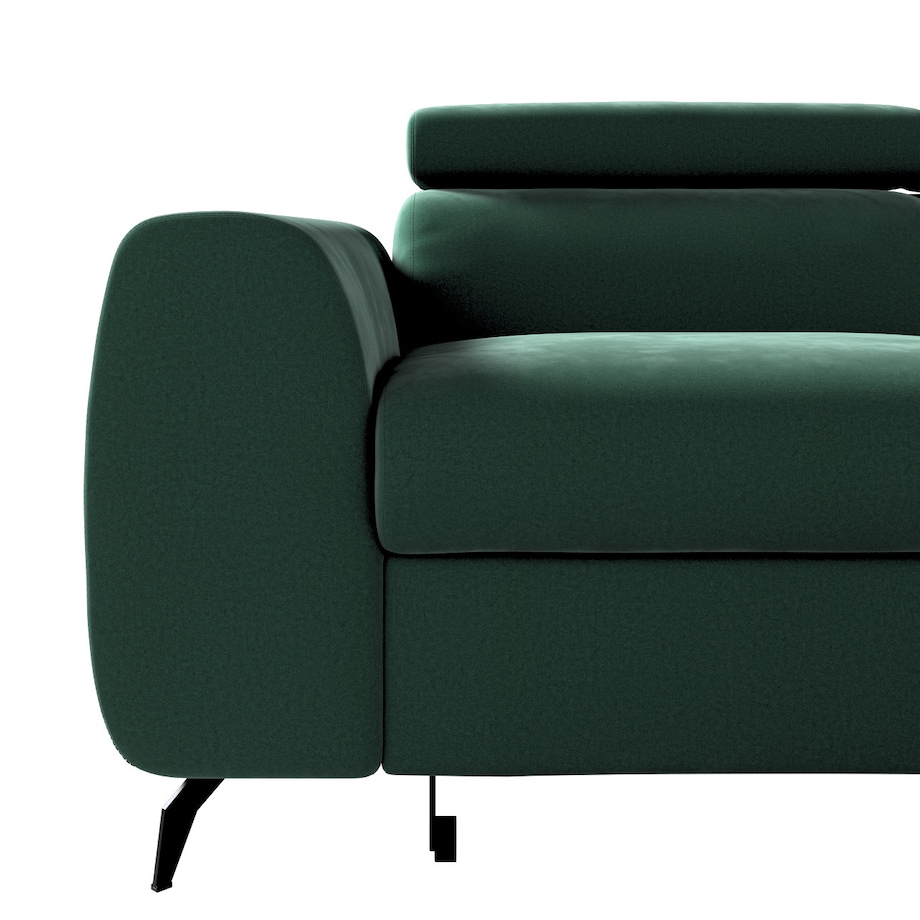 Narożnik rozkładany Leo, butelkowy zielony, 268 x 201 x 93 cm, Tkaniny tapicerskie - sofy