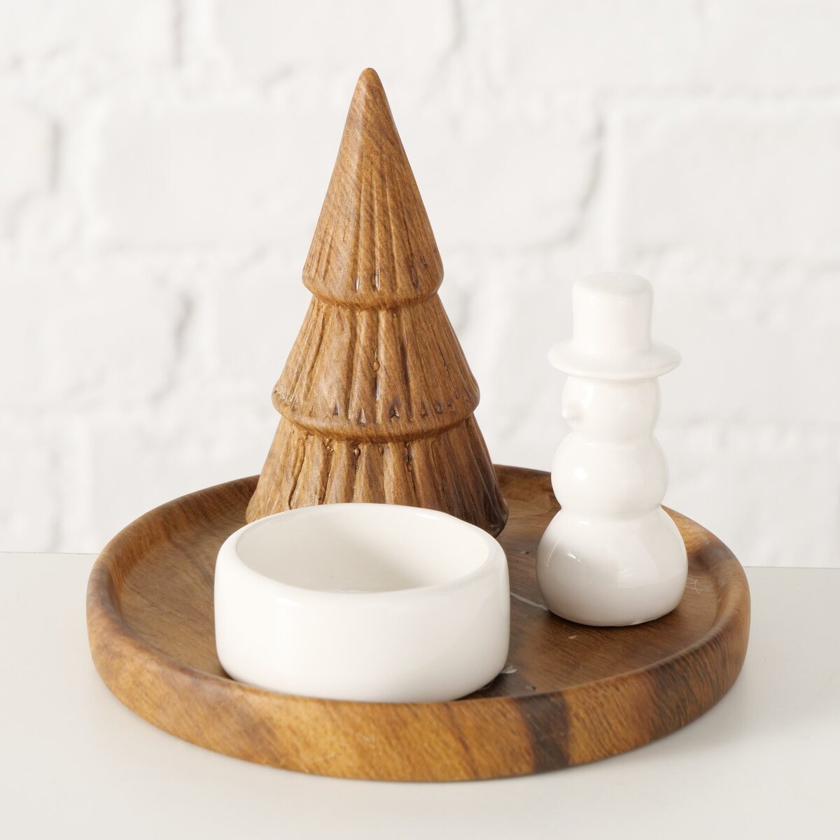 Świecznik OVE z bałwankiem i choinką, Ø 13 cm