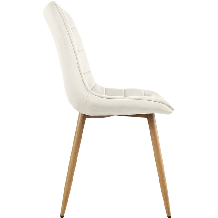 Krzesło tapicerowane do salonu jadalni pikowane welurowe beżowe