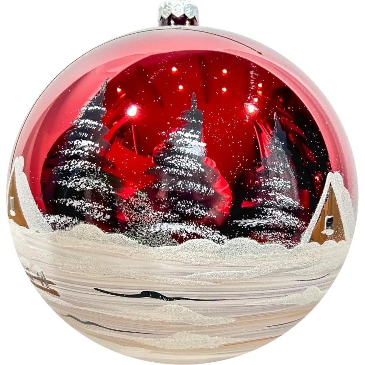 Bombka choinkowa: Duża Zimowy kościółek: czerwony