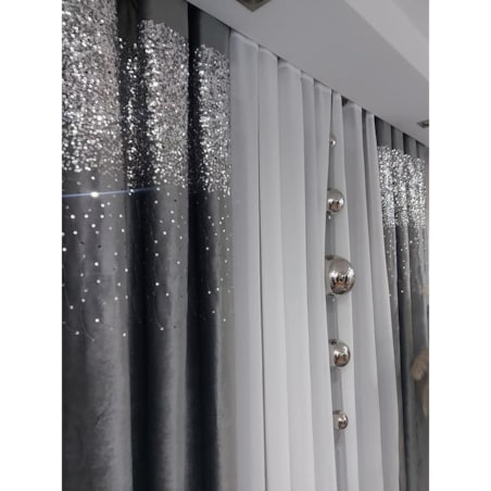 zasłona welurowa "dubaj" z cekinami 140x270 taśma | szary