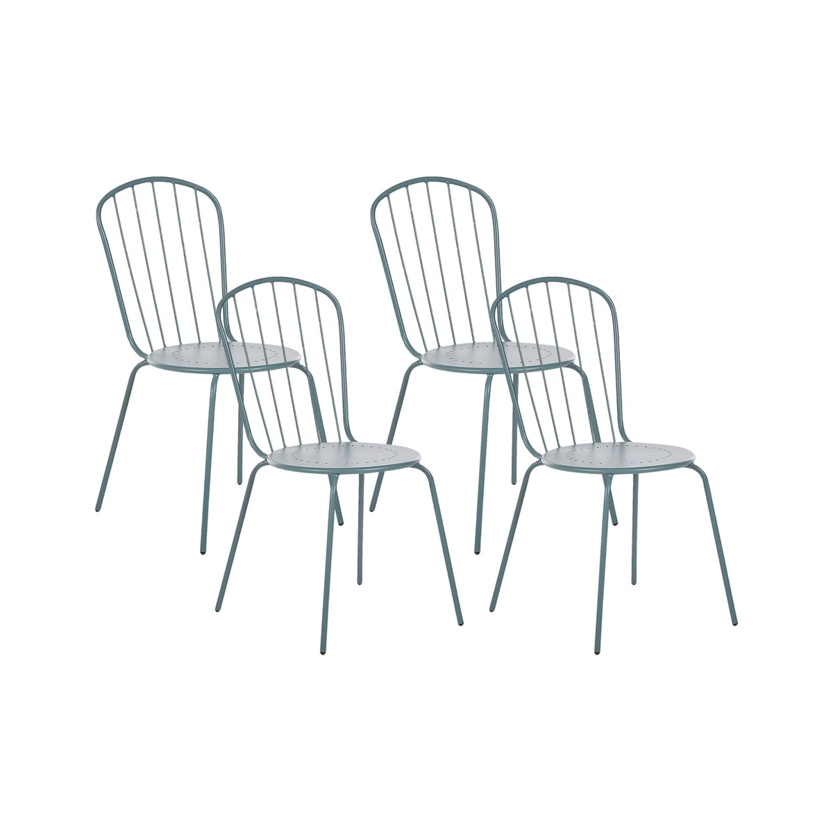 Zestaw 4 krzeseł ogrodowych metalowy jasnoniebieski CALVI