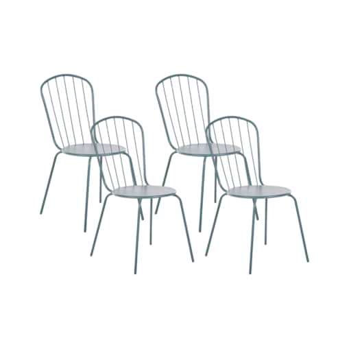 Zestaw 4 krzeseł ogrodowych metalowy jasnoniebieski CALVI