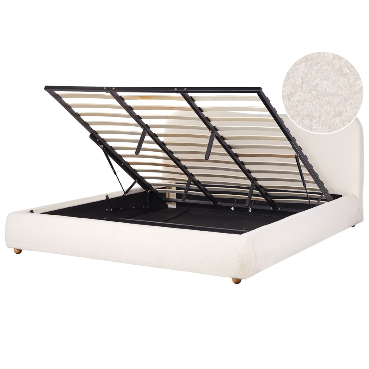 Łóżko z pojemnikiem Boucle BLAGNAC 180 x 200 cm Złamana biel