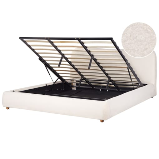 Łóżko z pojemnikiem Boucle BLAGNAC 180 x 200 cm Złamana biel