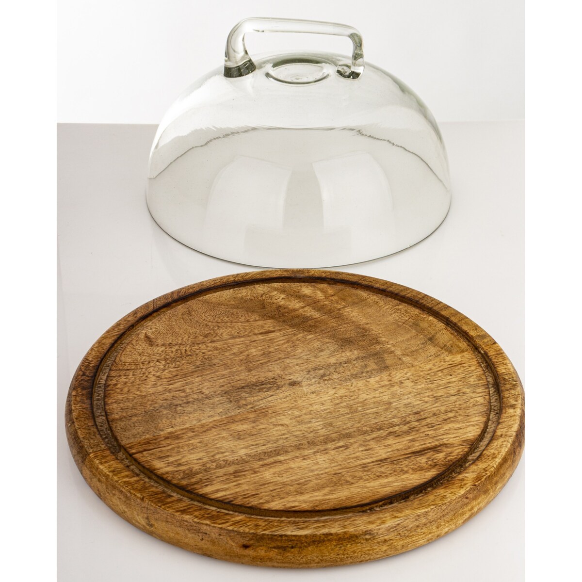 Patera z drewnianą podstawą i kloszem 17x28x28 cm MANIGLIA