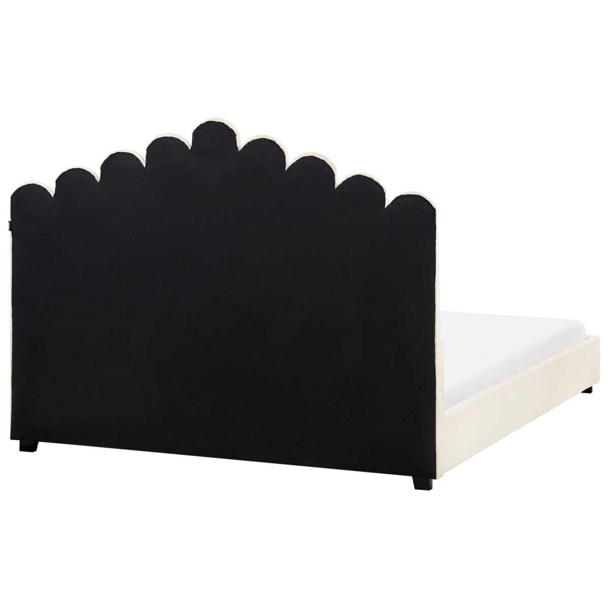 Łóżko wodne Welur VINCENNES 160 x 200 cm Złamana biel