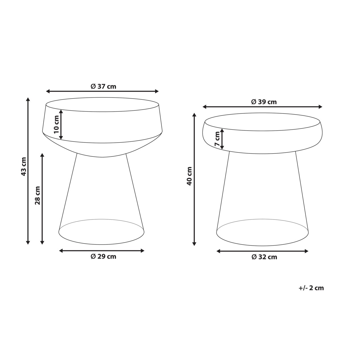 Zestaw 2 stolików pomocniczych LAGUNA/CALDERA Szkło Złoty brąz