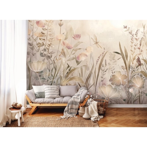 Fototapeta Do Sypialni Salonu Na Flizelinie Kwiaty Vintage Beżowy 250x175