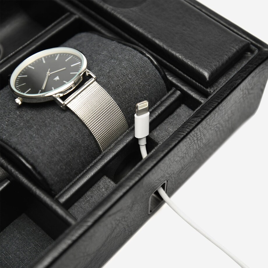 Stacja dokująca i pudełko na zegarki i biżuterię duże Stackers czarne