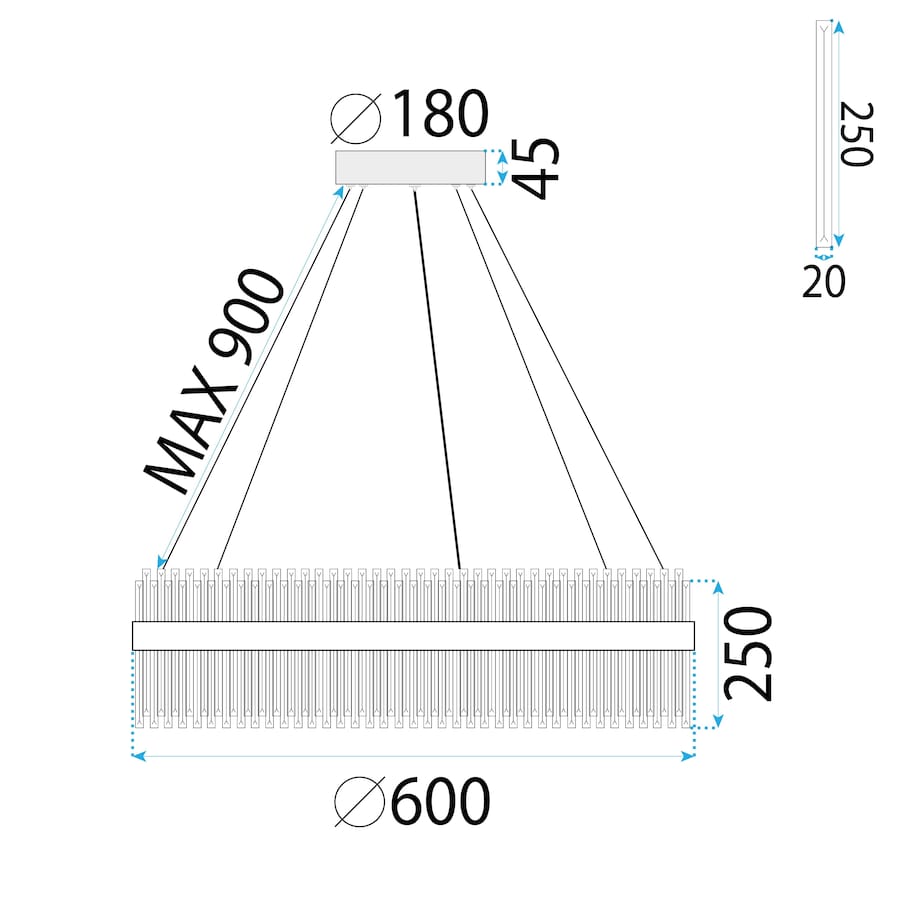 Lampa sufitowa wisząca kryształowa LED APP1516-CP60 chome