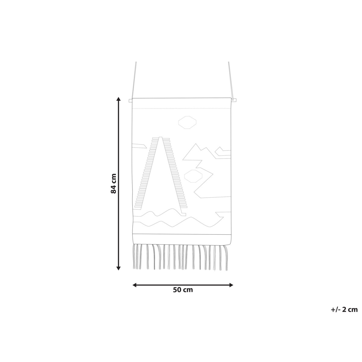 Dekoracja ścienna z frędzlami bawełniana beżowo-czarna SANGAR
