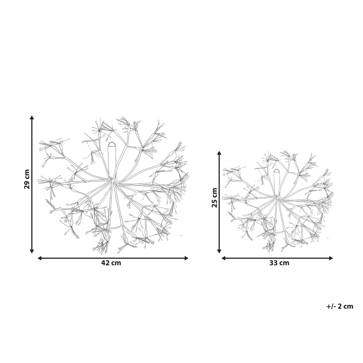 Zestaw 2 dekoracji wiszących LED RACKSTA Jemioła 29/25 cm Czarny