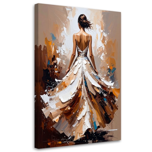 Feeby Obraz do salonu sypialni, Kobieta w białej sukni efekt farby 80x120