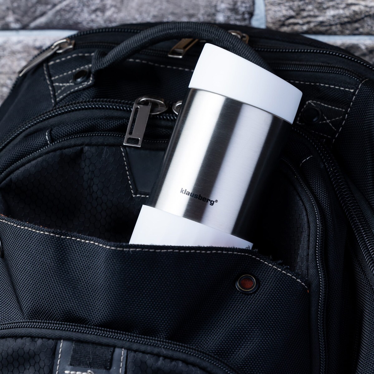 Kubek termiczny 400ml stal nierdzewna 18/8 KLAUSBERG biały