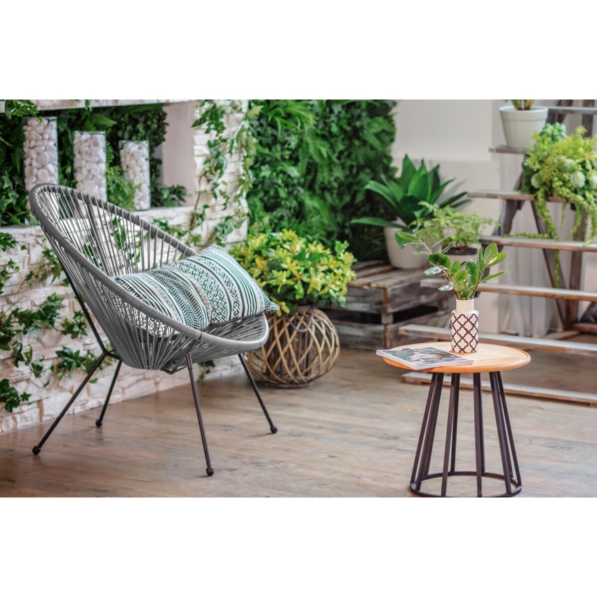 KONSIMO GROSTI Fotel ogrodowy z rattanu Acapulco w kolorze szarym
